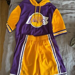 Los Angeles Lakers Purple & Gold Mesh Jean Shorts